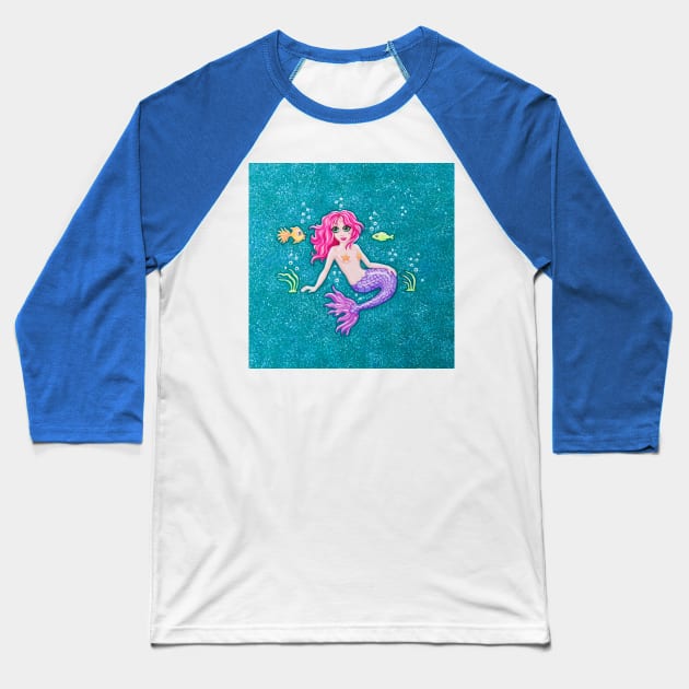 Magical Mermaid Princess Baseball T-Shirt by SoozieWray